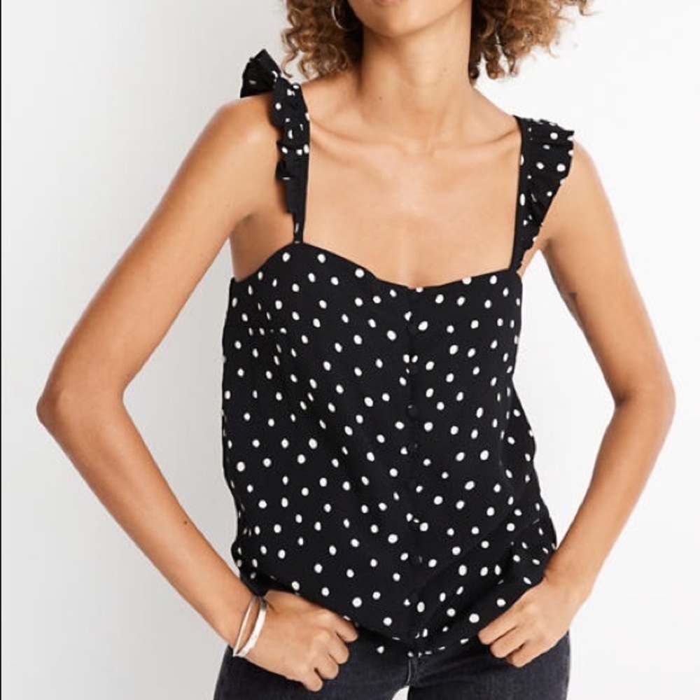 Madewell Pocka Dot Tank w/ Ruffles